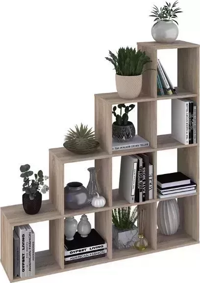 Стеллаж POLINI Home Smart Каскадный 10 секций, дуб (1кор)