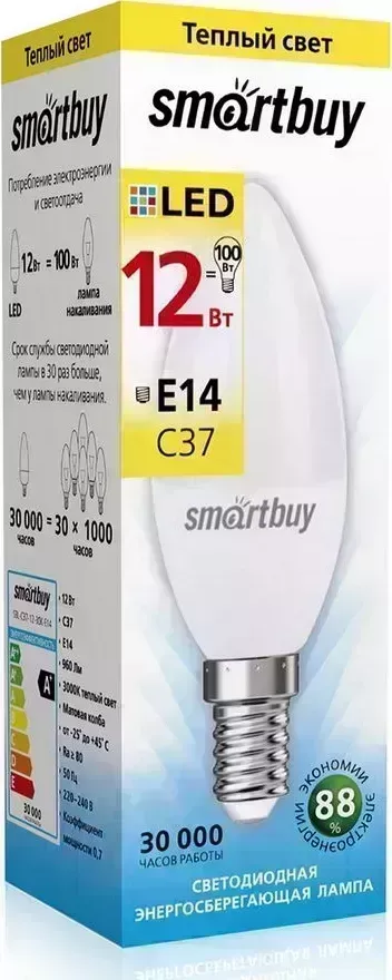 Лампа SMARTBUY (SBL-C37-12-30K-E14) C37-12W/3000