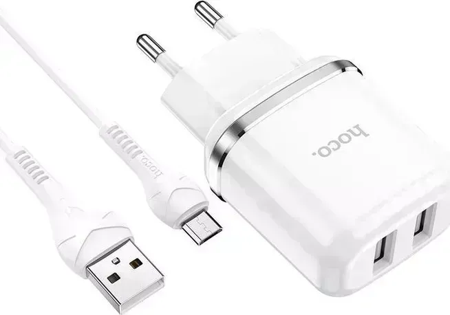 Сетевой адаптер HOCO (6931474731043) N4 2USB 2.4A MICRO USB 1м белый