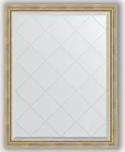 Зеркало Evoform с гравировкой Exclusive-G 93x118 см, в багетной раме - состаренное серебро с плетением 70 мм (BY 4347)