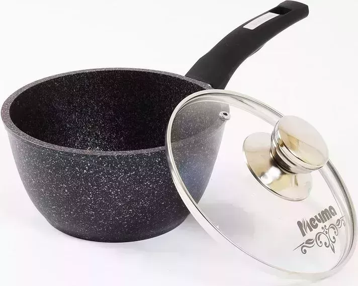 Ковш МЕЧТА 82803 Гранит star 1.7л с несъемной ручкой и стекл. крышкой