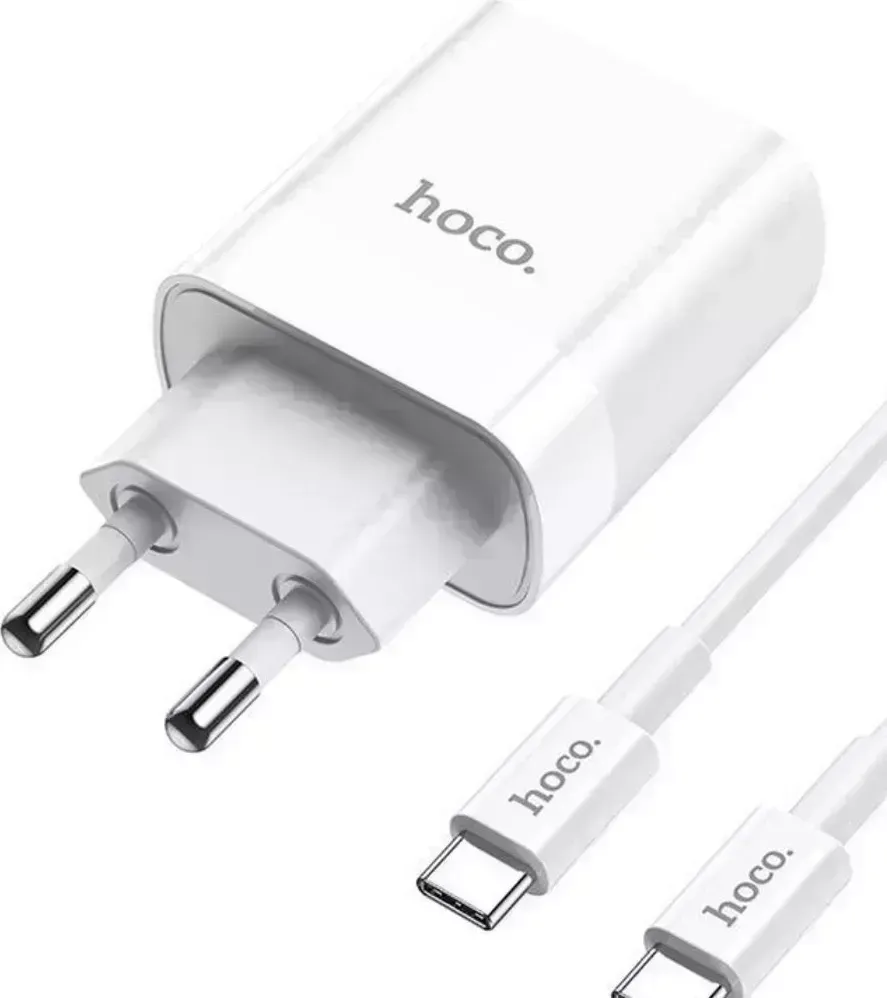 Сетевой адаптер HOCO C80A Rapido PD20W СЗУ QC3.0 2USB+ кабель TYPE-C /TYPE-C- 1 м - белый