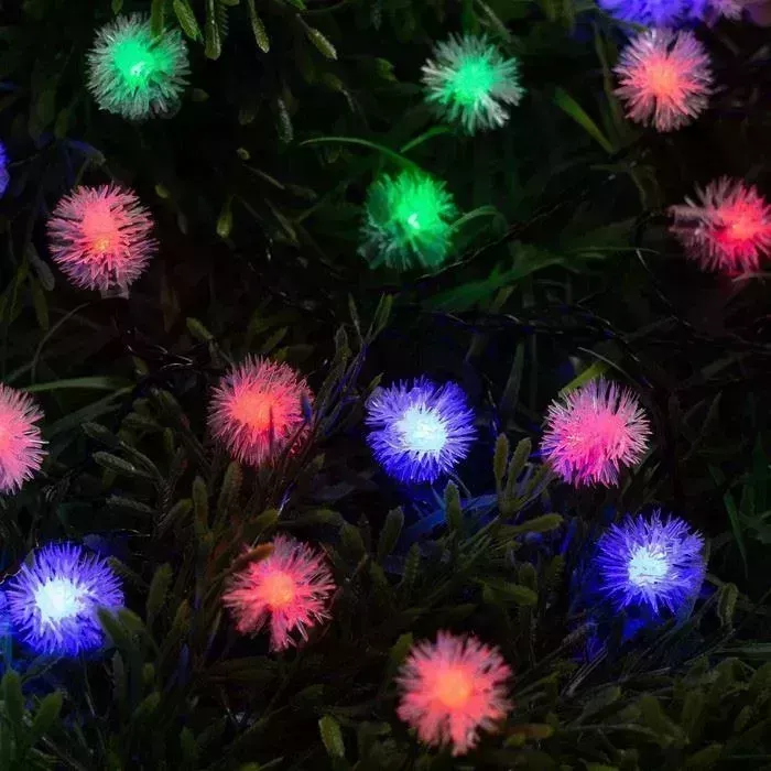Гирлянда LUAZON LIGHTING Нить 4.5 м с насадками Ёжики, IP44, тёмная нить, 30 LED, свечение красное/синее/зелёное, 2 реж� на солнечной батарее м с 30 2 режима, солнечная батарея 6253