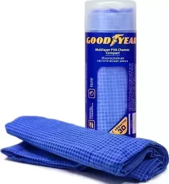 Салфетка GOODYEAR GY000001 синтетическая замша 43х32 см с тиснением в тубе компакт для автомобиля с в