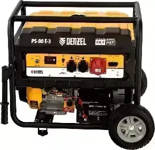 Генератор DENZEL бензиновый PS 80 E-3, 6,5 кВт, 400В, 25л, электростартер 946954 ы бензиновые PS 80