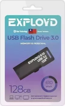 Флеш-накопитель EXPLOYD EX-128GB-610-Black USB 3.0 флэш-накопитель