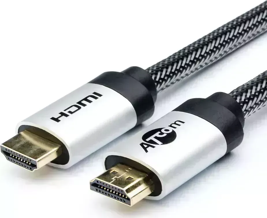 Кабель HDMI ATCOM (AT5263) 15 м (HIGH SPEED, METAL GOLD, в чулке, в пакете) 15 м в в