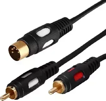 Кабель REXANT (17-2512) ШНУР DIN 5 PIN - 2 RCA, ДЛИНА 1,5 МЕТРА (GOLD)