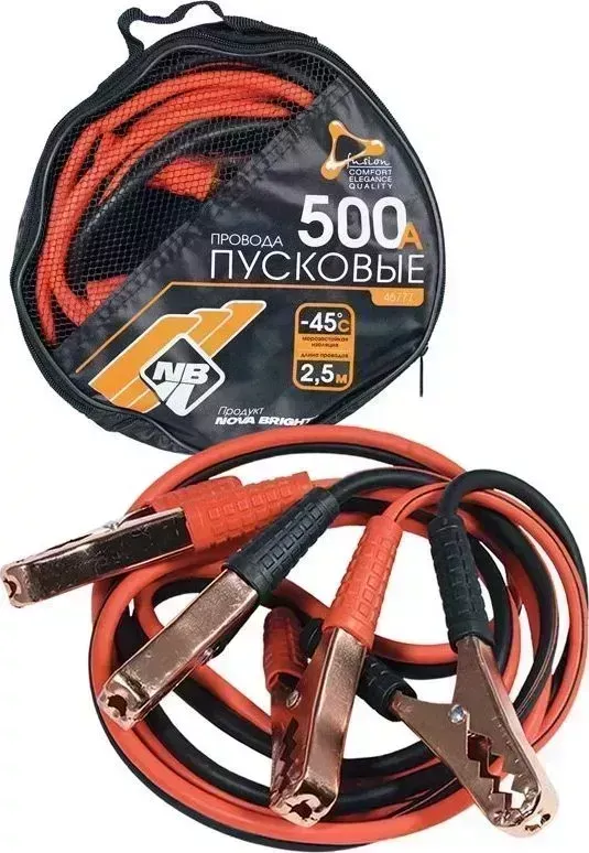 Пусковые провода NOVA BRIGHT-FUSION 500А морозостойкие, в сумке, 2.5м 46777 Провода пусковые в