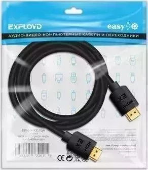 Кабель EXPLOYD EX-K-1492 HDMI-HDMI/V2.0/4K 60Hz/круглый/чёрный/5М