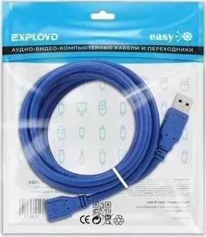 Кабель EXPLOYD EX-K-1484 удлинитель USB/USB-A/2.0/чёрный/2M