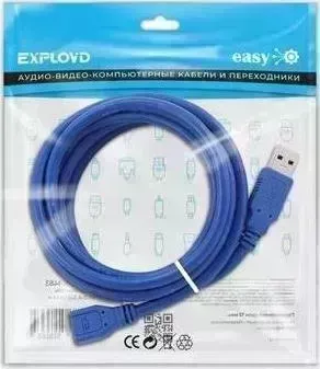 Кабель EXPLOYD EX-K-1483 удлинитель USB/USB-A/2.0/чёрный/1M