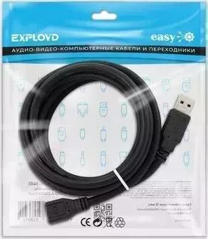 Кабель EXPLOYD EX-K-1481 удлинитель USB/USB-A/2.0/чёрный/3M