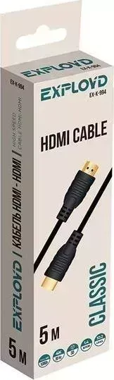 Кабель HDMI EXPLOYD EX-K-994 - V1.4 5М круглый чёрный