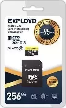 Карта памяти EXPLOYD MicroSDHC 256GB Class 10 + адаптер SD (95 MB/s) 10 + SD