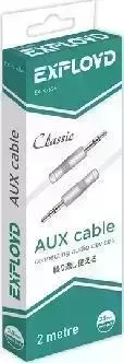 Кабель EXPLOYD EX-K-636 AUX Jack 3,5mm (M) - Jack 3,5mm (M) плоский стерео аудио 2M белый Classic