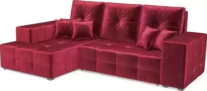Диван угловой Mebel Ars Монреаль левый угол (бархат красный STAR VELVET 3 DARK RED)