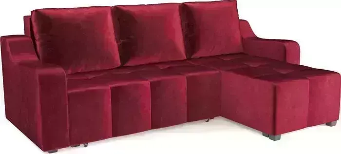 Диван угловой Mebel Ars Берн (бархат красный STAR VELVET 3 DARK RED)