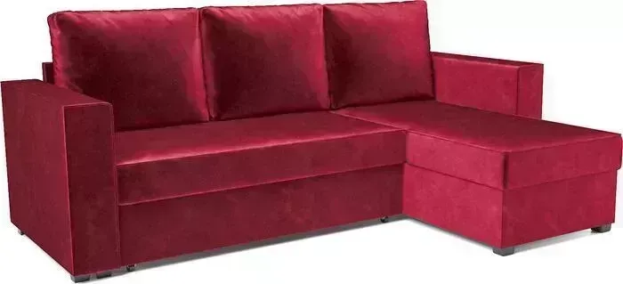 Диван угловой Mebel Ars Рим (бархат красный STAR VELVET 3 DARK RED)