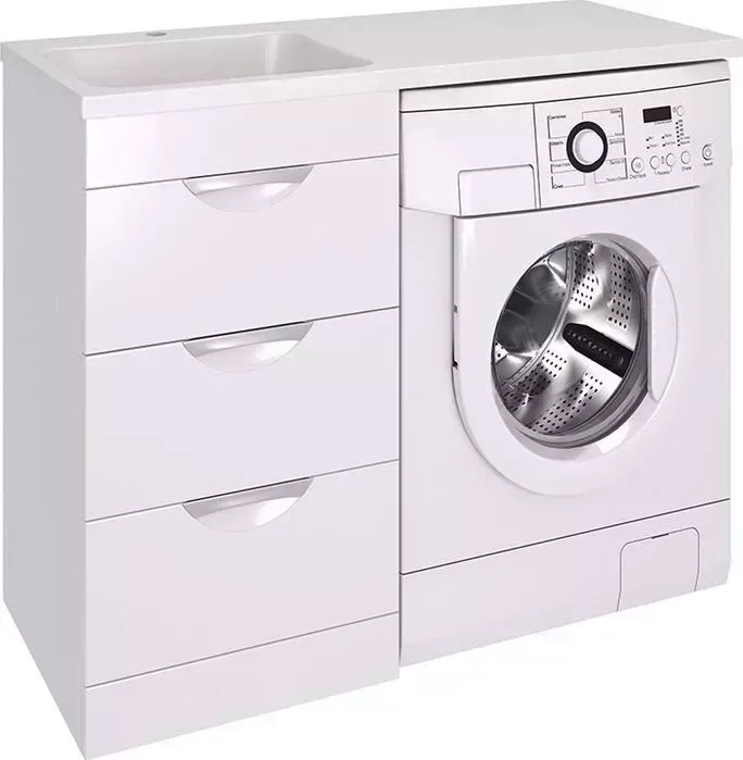 Тумба с раковиной Emmy с Милли 58 (120L) три ящика, под стиральную машину, белый (310111, 4627173210027)