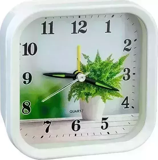 Часы настольные PERFEO (PF_C3111) Quartz "PF-TC-008", квадратные 9,5*9,5 см, белые