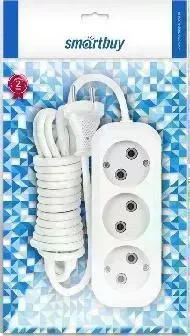 Удлинитель SMARTBUY (SBE-10-3-1.5-N) 3 гнз х 1,5 м (10А/2.2кВт, ПВС 2х1.0) без заземления 3 х м