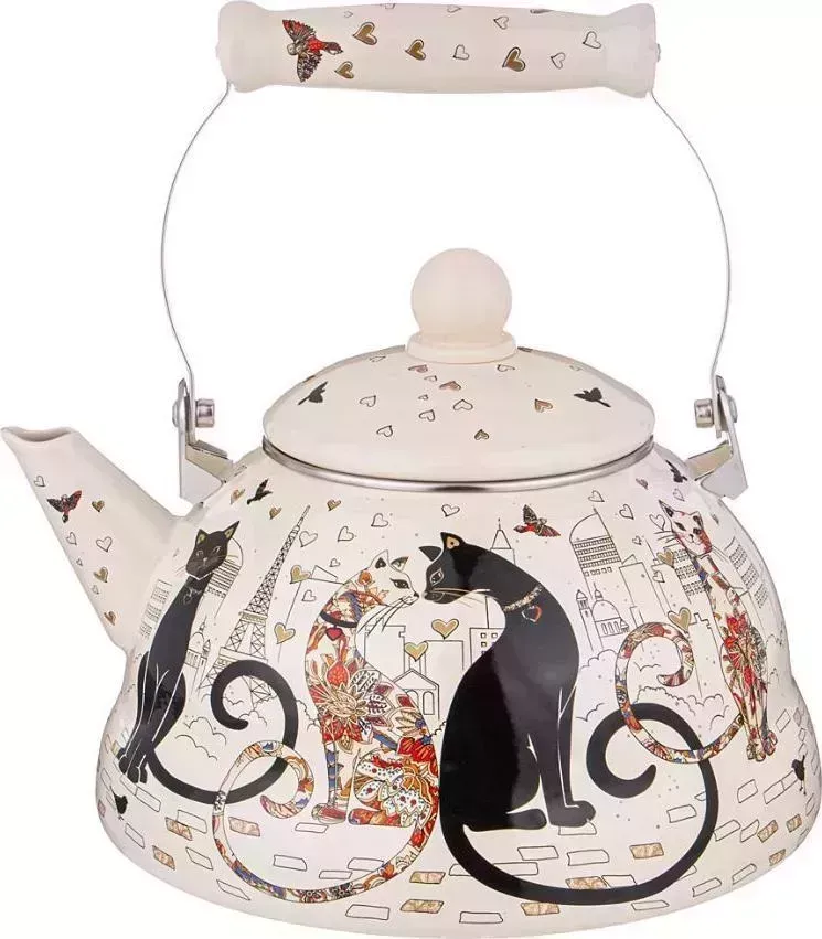 Чайник AGNESS 934-392 ПАРИЖСКИЕ КОТЫ эмал. 3,0Л