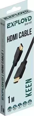 Кабель EXPLOYD EX-K-1177 / /HDMI-HDMI/V1.4/плоский/чёрный/1М / /HDMI-HDMI/V1.4/плоский/чёрный/1М