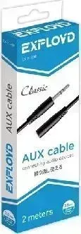 Кабель EXPLOYD EX-K-638 AUX Jack 3,5mm (M) - Jack 3,5mm (F) круглый стерео аудио 2M чёрный Classic
