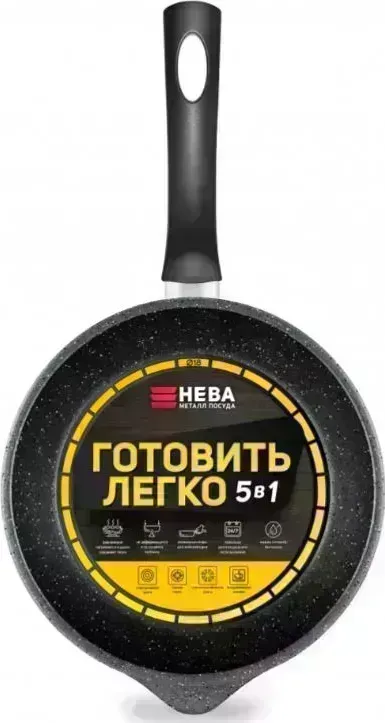 Сковорода НЕВА МЕТАЛЛ ПОСУДА GL2118Y а/пр литая 18см Готовить легко stone