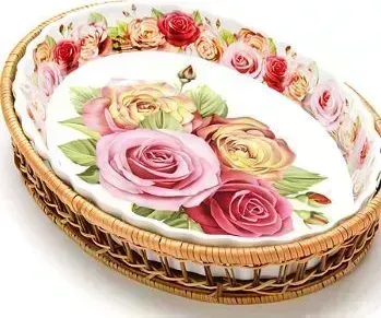 Форма для запекания MAYER&BOCH 24799 2,1л 33х5см РОЗЫ МВ (х8) Форма+корзинка керамика
