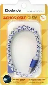 Кабель Defender USB-Lightning гоубой 1м (ACH03-03LT)