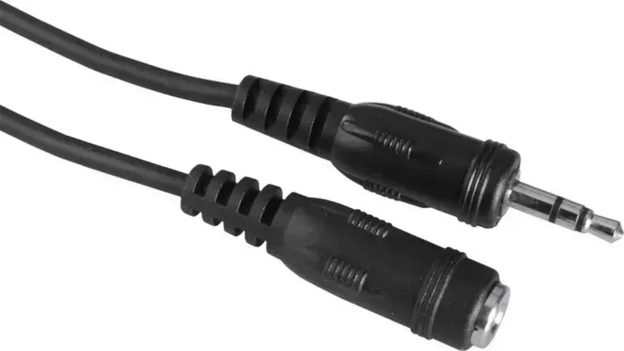 Кабель аудио HAMA H-205105 Jack 3.5 (f)/Jack 3.5 (m) 5м. Черный