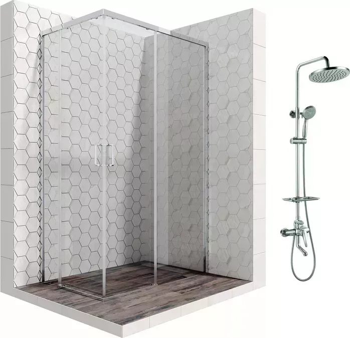 Душевой уголок Ambassador Queen 120x80 с системой Lemark, прозрачный, хром (11011106R, LM7010C) с душевой