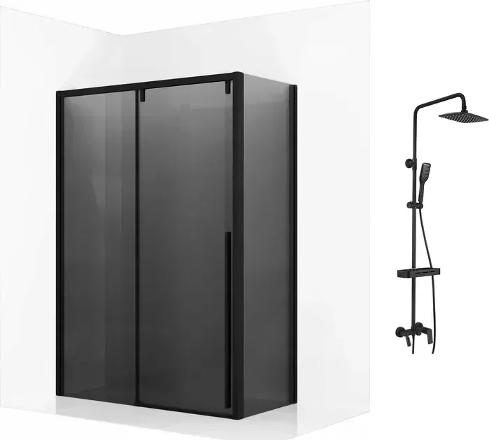 Душевой уголок Ambassador Intense 160x90 с системой Lemark, тонированный, черный (110022205IBB-90IBB, LM7002BL) с душевой