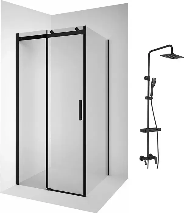 Душевой уголок Ambassador Benefit 120x90 с системой Lemark, прозрачный, черный (19021201HB-90HB, LM7002BL) с душевой