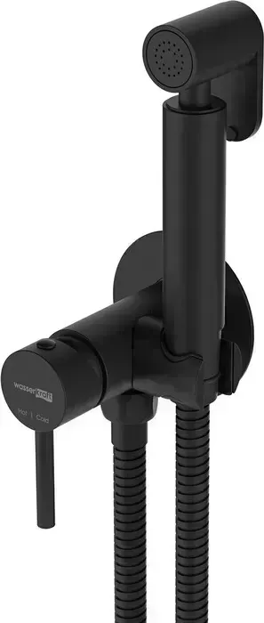 Смеситель для душа Wasserkraft с гигиенической лейкой, черный soft-touch (A70638)