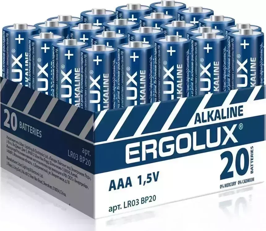 Батарейка ERGOLUX (14674) Alkaline BP20 LR03