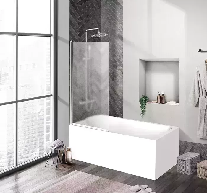 Шторка для ванны BELBANGO Uno V-1 80х150 рифленая Punto, хром (UNO-V-1-80/150-P-Cr) BelBagno