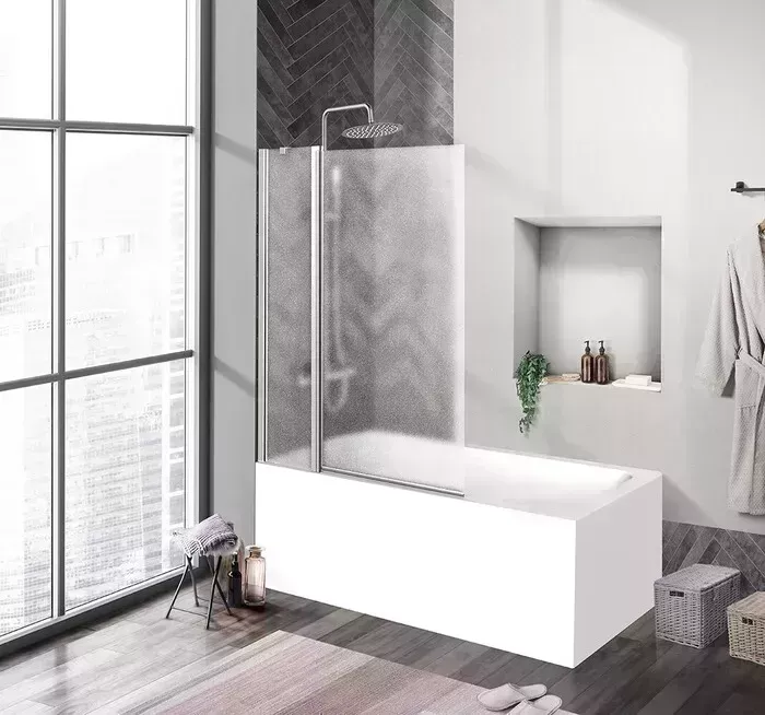 Шторка для ванны BELBANGO Uno V-11 80х150 рифленая Punto, хром (UNO-V-11-80/150-P-Cr) BelBagno