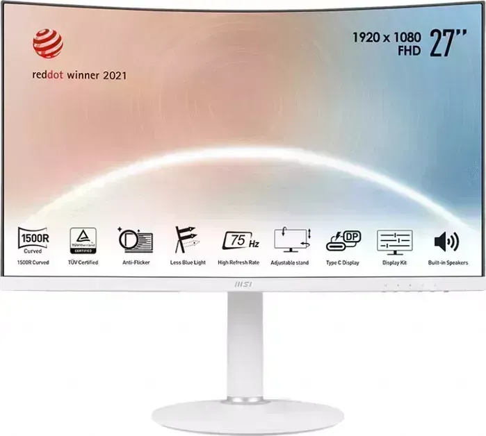 Монитор MSI LCD Modern MD271CPW 27", 16:9, 1920x1080 (FHD), VA, 3000:1, 100000000:1, 250 , 75Hz, HDMI, white