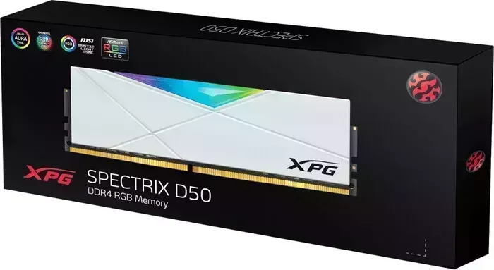 Память оперативная ADATA 16GB (2 x 8Gb) DDR4 UDIMM, XPG SPECTRIX D50, 3600MHz CL18-22-22, 1.35V, RGB + Белый Радиатор AX4U36008G18I-DW50
