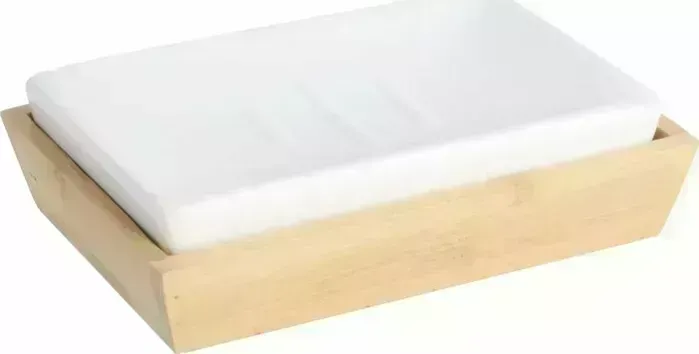 Мыльница Fixsen Wood белая/дерево (FX-110-4)