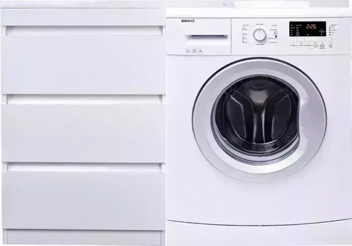 Тумба с раковиной Style line с Даллас Люкс 58 (120L) три ящика, под стиральную машину, белая (2000949234298, 2000949095844) с 58 2000949237411)