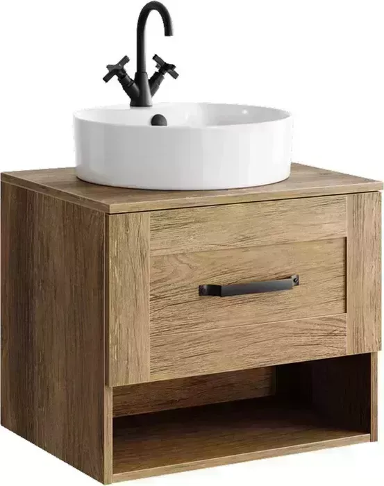 Тумба с раковиной Aqwella с Craft 60 дуб балтийский (CRF0106DB, WB.CT/Best/43-C.Shelf/WHT.G/S1)