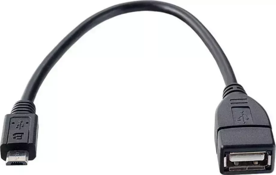 Кабель VS (U202) USB2.0 A розетка-MicroUSB вилка(OTG); 0,2м черный