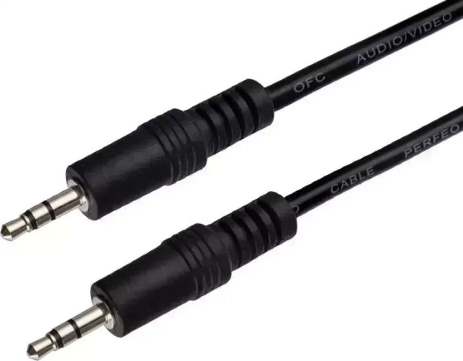 Кабель VS (R115) Jack3.5мм вилка-Jack3.5мм вилка, 1, 5м черный вилка- 1,