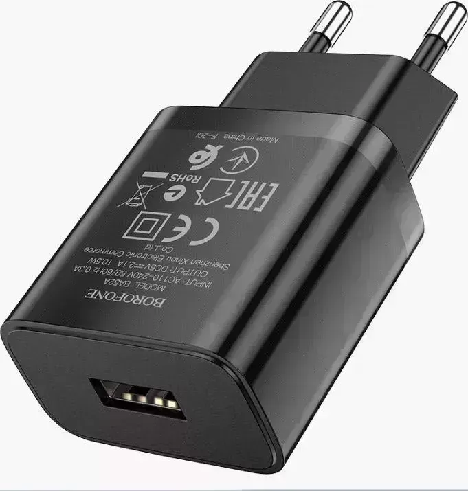 Сетевой адаптер BOROFONE (6931474737304) BA52A Gamble 1USB (черный)