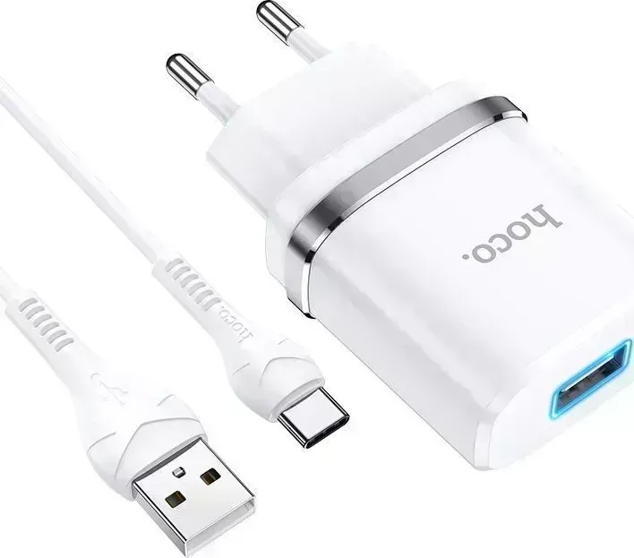 Сетевой адаптер HOCO (6931474730985) N1 1USB 2.4A TYPE-C 1м белый