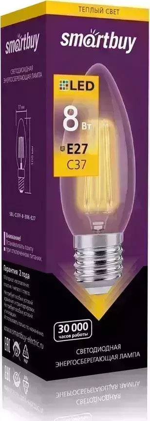 Лампа SMARTBUY (SBL-C37F-8-30K-E27) 8W/3000/E27